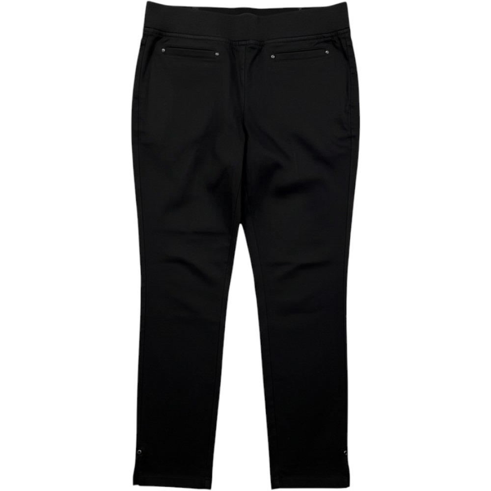 JM Collection Womens Petite PS Black Pull On Stretch Ankle Pants Rivet Detail